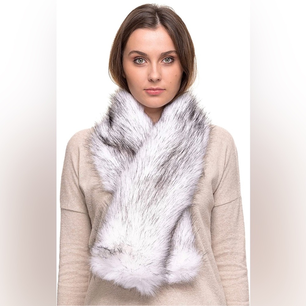 Futrzane Long Faux Fur Shawl Wrap for Woman - Classy Stole - Like Real Fur